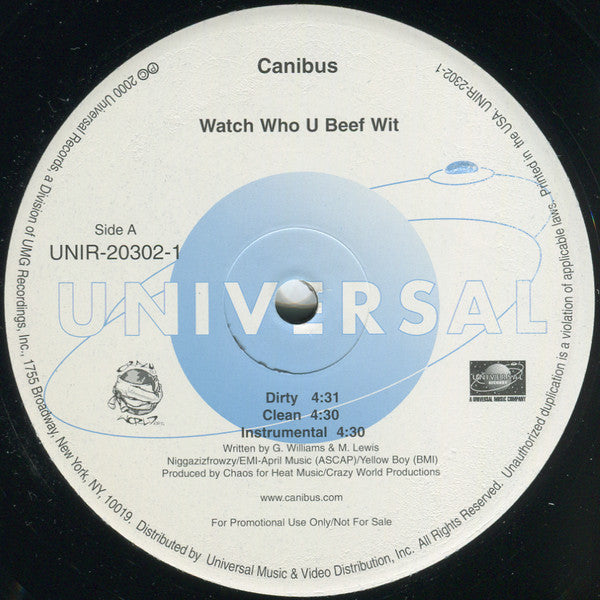Canibus : Watch Who You Beef Wit (12", Promo)