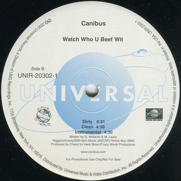 Canibus : Watch Who You Beef Wit (12", Promo)