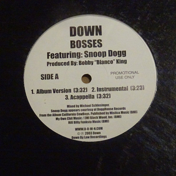 Down (4) Featuring Snoop Dogg : Bosses (12", Promo)