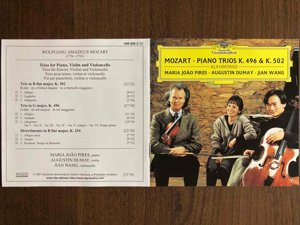 Wolfgang Amadeus Mozart â€?Maria-João Pires, Augustin Dumay, Jian Wang : Piano Trios K. 496 & K. 502 = Klaviertrios (CD, Album)