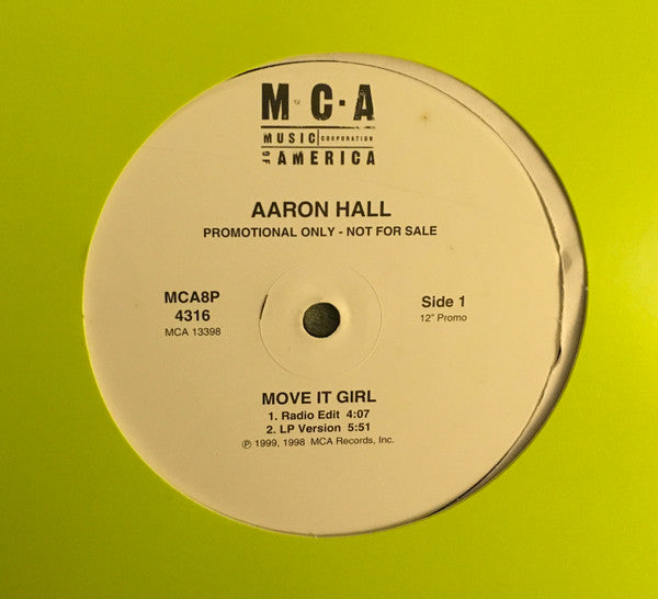 Aaron Hall : Move It Girl (12", Promo)