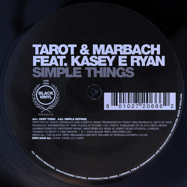 Tarot & Marbach Feat. Kasey E Ryan : Simple Things (12")
