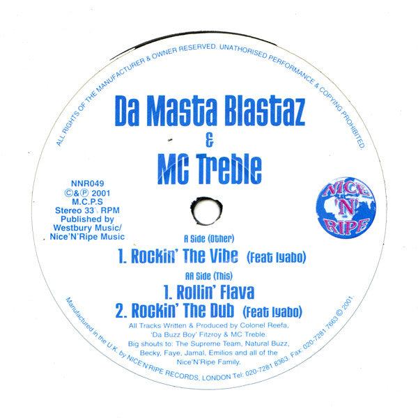 Da Masta Blastaz & MC Treble : Rockin' The Vibe (12")