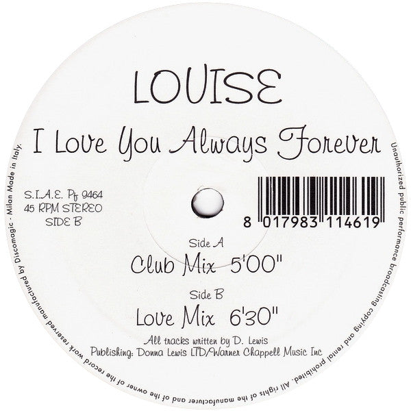 Louise (8) : I Love You Always Forever (12")