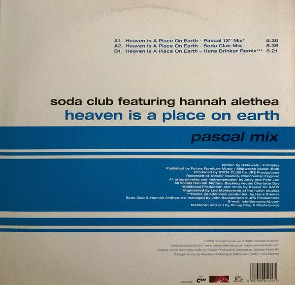 Soda Club Featuring Hannah Alethea : Heaven Is A Place On Earth (12")