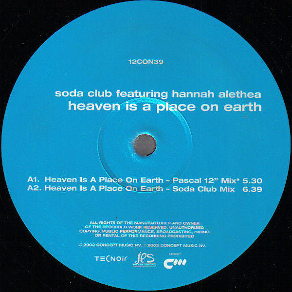Soda Club Featuring Hannah Alethea : Heaven Is A Place On Earth (12")