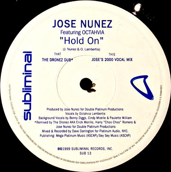 Jose Nuñez Featuring Octavia Lambertis : Hold On (2x12")