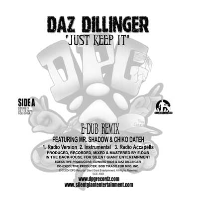 Daz Dillinger : Just Keep It (12", Single, Blu)
