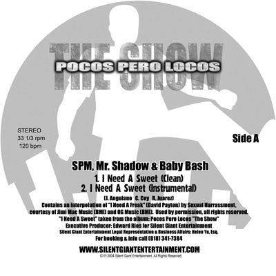 South Park Mexican / Down (4) : I Need A Sweet / Fu#@ The System (12")
