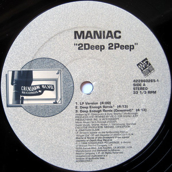 Maniac (7) : 2Deep 2Peep (12")