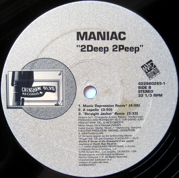 Maniac (7) : 2Deep 2Peep (12")