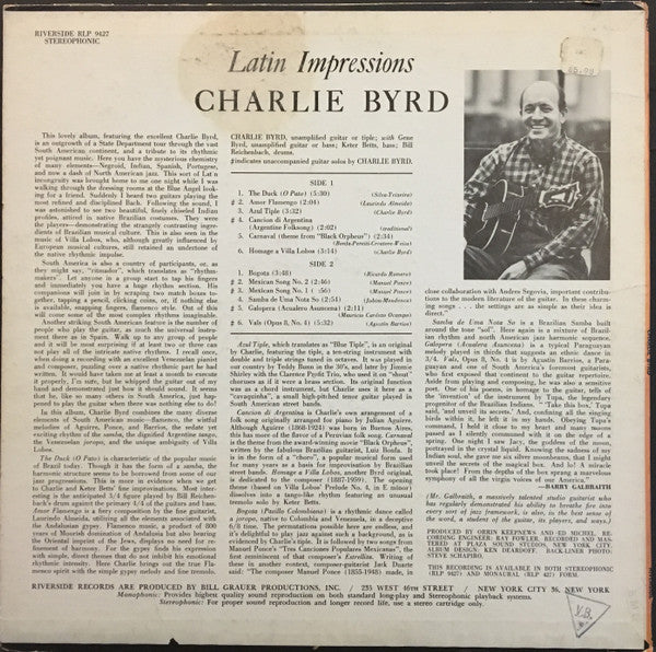 Charlie Byrd : Latin Impressions (LP, Album)