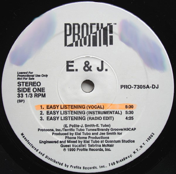 E. & J. : Easy Listening (12", Single, Promo)
