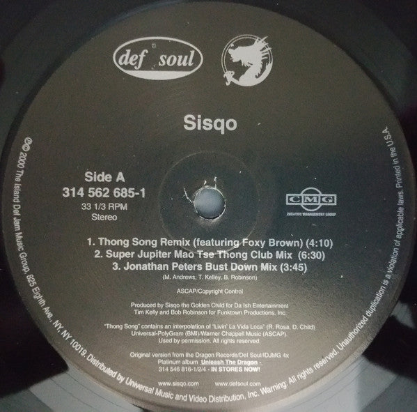 Sisqo : Thong Song (Remix) (12")