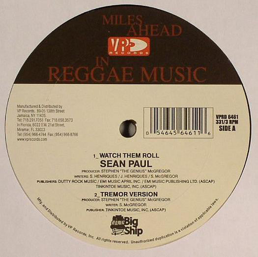 Sean Paul : Watch Them Roll (12")