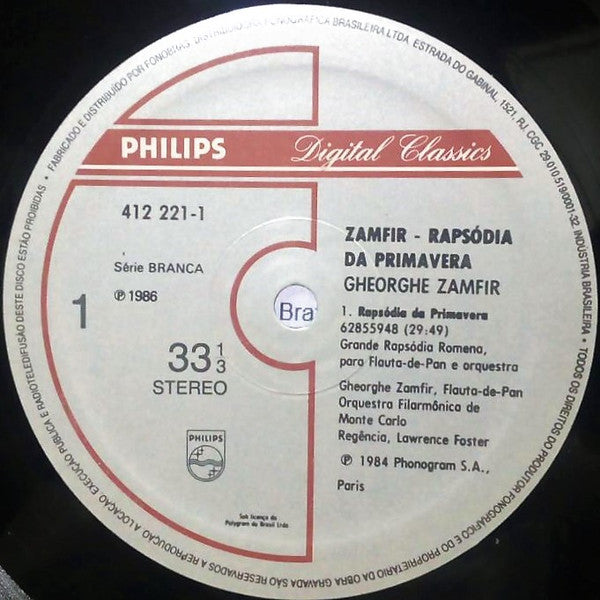 Gheorghe Zamfir :  Rhapsodie Du Printemps • Concerto No. 1 (LP, Album)