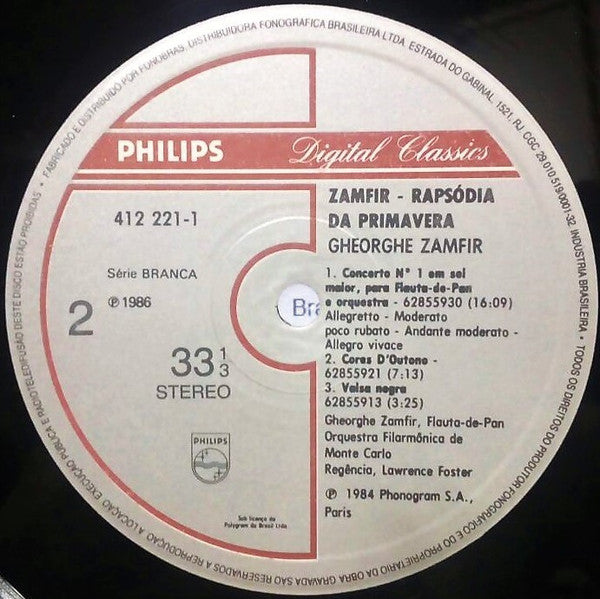 Gheorghe Zamfir :  Rhapsodie Du Printemps • Concerto No. 1 (LP, Album)