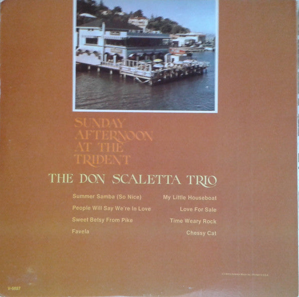 The Don Scaletta Trio : Sunday Afternoon At The Trident (LP, Album, Mono, Promo, Whi)