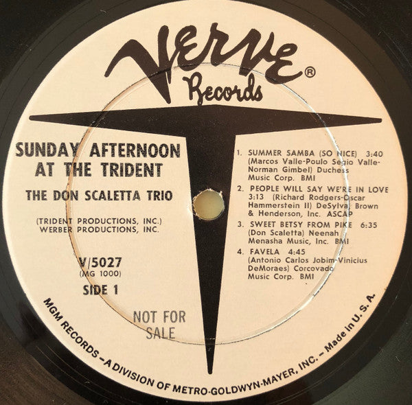 The Don Scaletta Trio : Sunday Afternoon At The Trident (LP, Album, Mono, Promo, Whi)