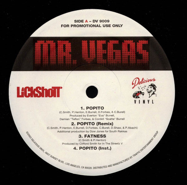 Mr. Vegas : Popito / Fatness / Weed Day (12", Promo)