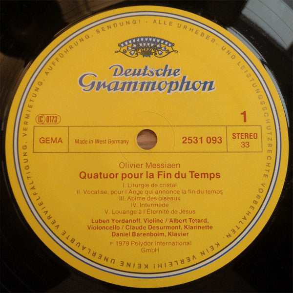 Olivier Messiaen : Quatuor Pour La Fin Du Temps (LP, Album)