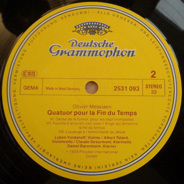 Olivier Messiaen : Quatuor Pour La Fin Du Temps (LP, Album)