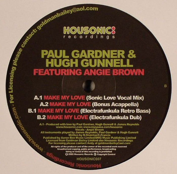 Paul Gardner & Hugh Gunnell Featuring Angie Brown : Make My Love (12")