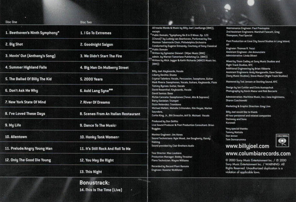 Billy Joel : 2000 Years: The Millennium Concert (2xMD, Album)
