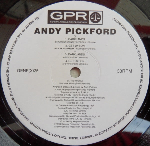 Andy Pickford : Darklands EP. (12", EP)