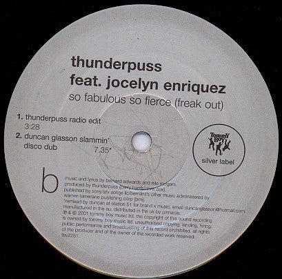 Thunderpuss Feat. Jocelyn Enriquez : So Fabulous So Fierce (Freak Out) (12")