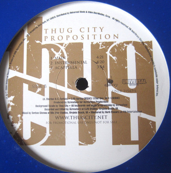 Thug City : Proposition (12", Promo)