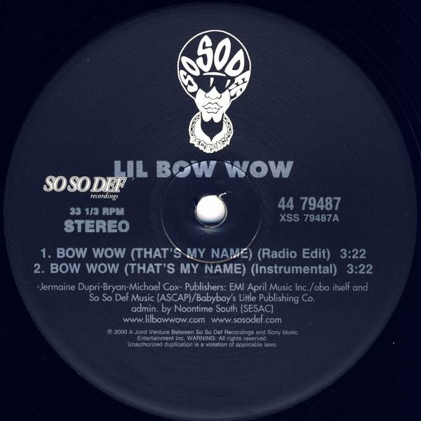 Lil' Bow Wow : Bow Wow (That's My Name) (12")