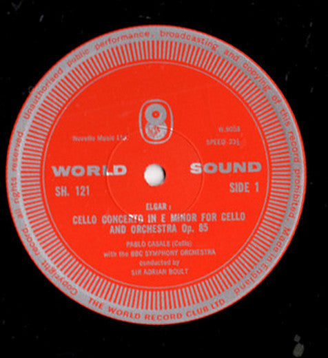 Pablo Casals With BBC Symphony Orchestra Conducted By Sir Adrian Boult : Elgar Cello Concerto (LP)