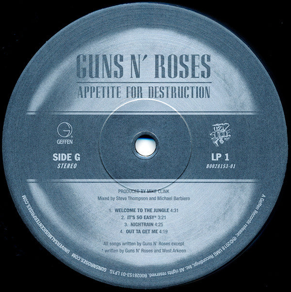 Guns N' Roses : Appetite For Destruction (LP + LP, S/Sided, Hol + Album, Ltd, RE, RM, S/Edit)