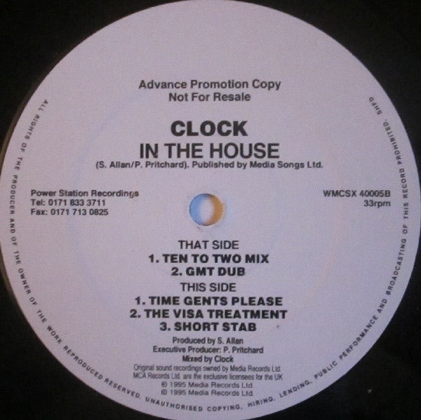 Clock : In The House (12", Promo)