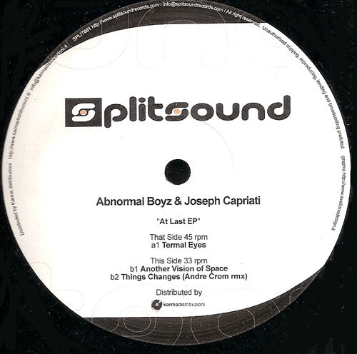 Abnormal Boyz & Joseph Capriati : At Last EP (12", EP)