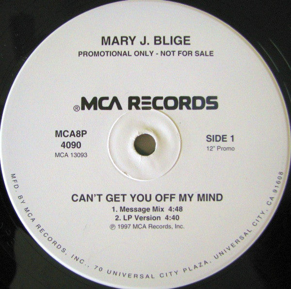 Mary J. Blige : Can't Get You Off My Mind (12", Promo)