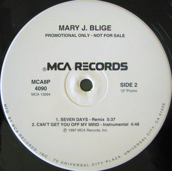 Mary J. Blige : Can't Get You Off My Mind (12", Promo)