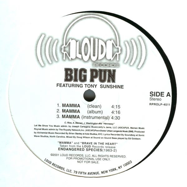 Big Punisher : Mamma / Brave In The Heart (12", Single, Promo)