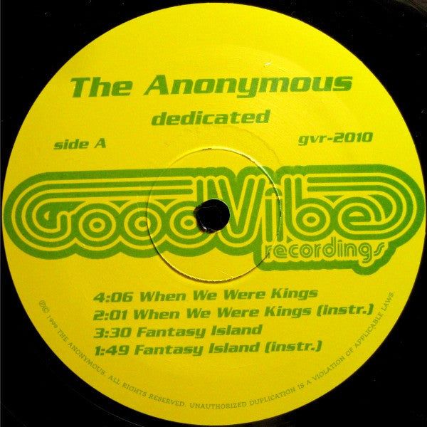 The Anonymous : Dedicated (12", Single)