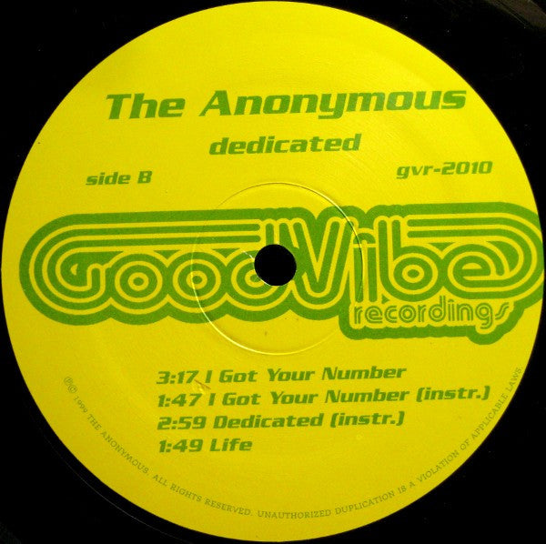 The Anonymous : Dedicated (12", Single)