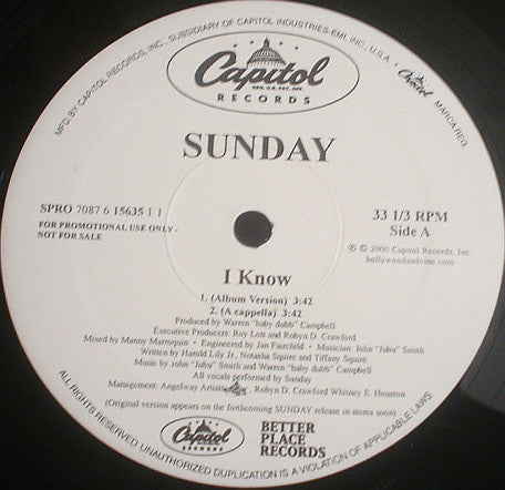 Sunday (4) : I Know (12", Promo)