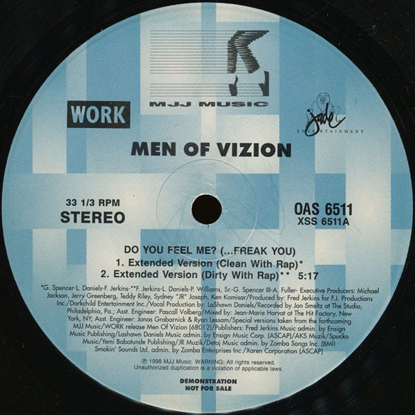 Men Of Vizion : Do You Feel Me? (...Freak You) (12", Single, Promo)