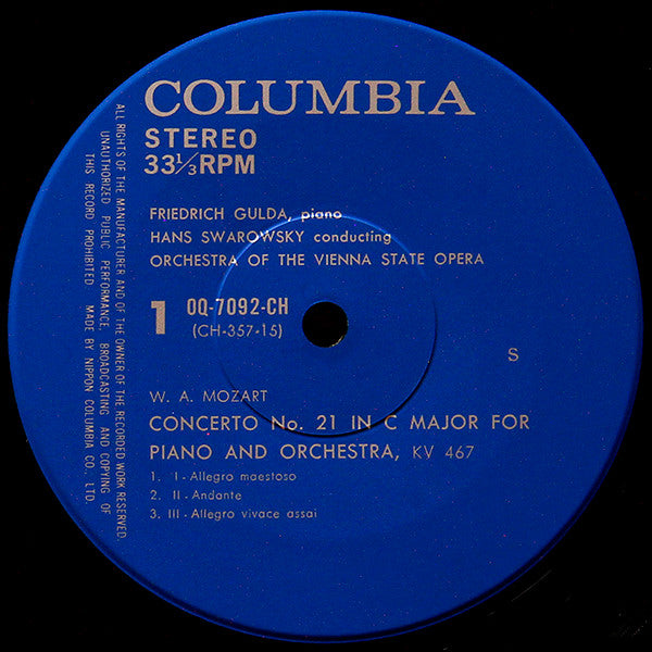 Wolfgang Amadeus Mozart / Friedrich Gulda, Orchester Der Wiener Staatsoper, Hans Swarowsky : Two Piano Concertos: Concerto N° 21 In C Major, K.467 / Concerto N° 27 In B-flat Major, K.595 (LP, Album)
