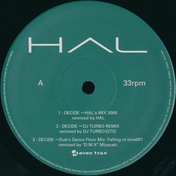 HAL (3) : Decide (12", Single, Promo)