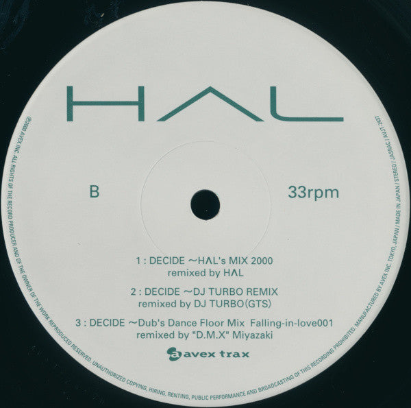 HAL (3) : Decide (12", Single, Promo)