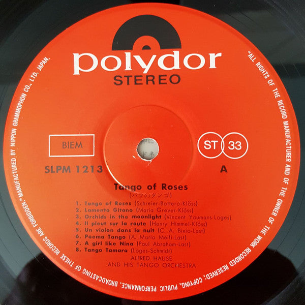 Alfred Hause And His Tango Orchestra : Tango Of Roses (LP)
