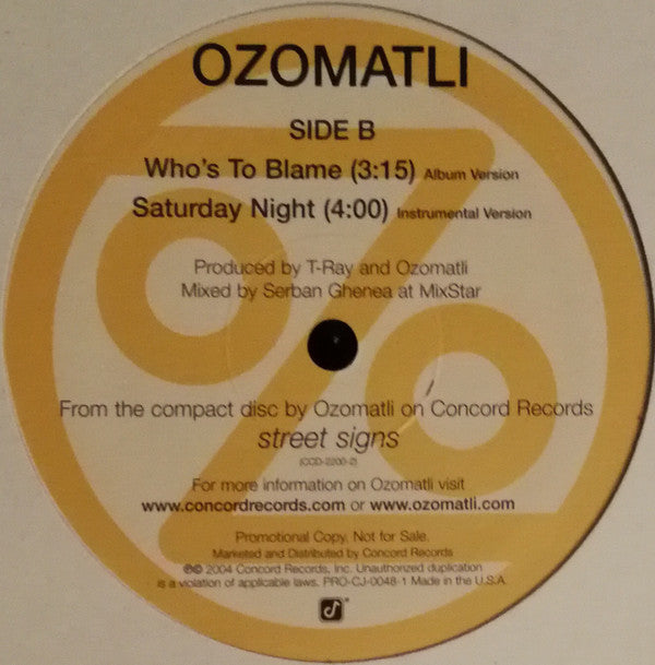 Ozomatli : Saturday Night / Who's To Blame (12", Promo)