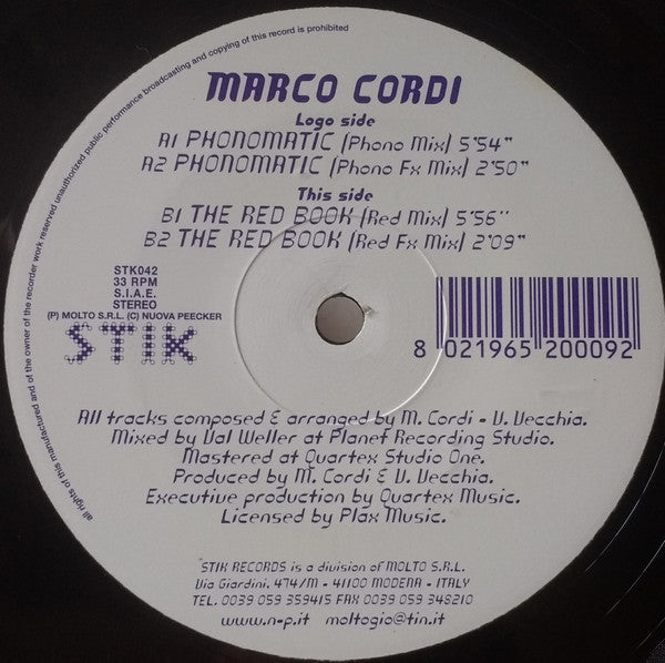 Marco Cordi : Phonomatic (12")
