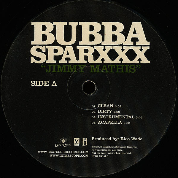Bubba Sparxxx : Jimmy Mathis (12", Promo)